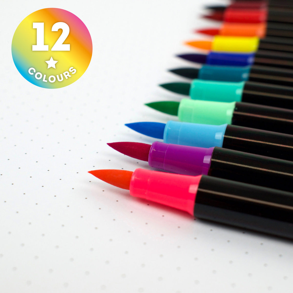 Set di 12 Pennarelli con Punta Pennello Bright Colours - Brush Markers