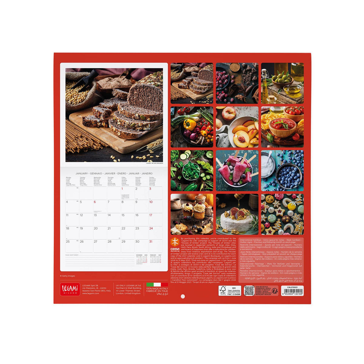 Calendario da Parete 2027 - 30 x 29 cm - Kitchen