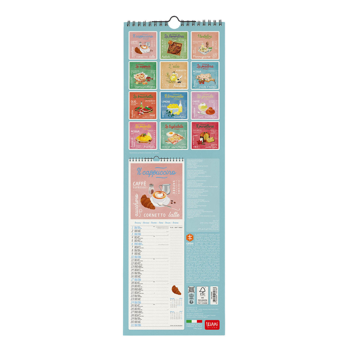 Calendario da Parete 2027 - 16 x 49 cm - La Dolce Vita
