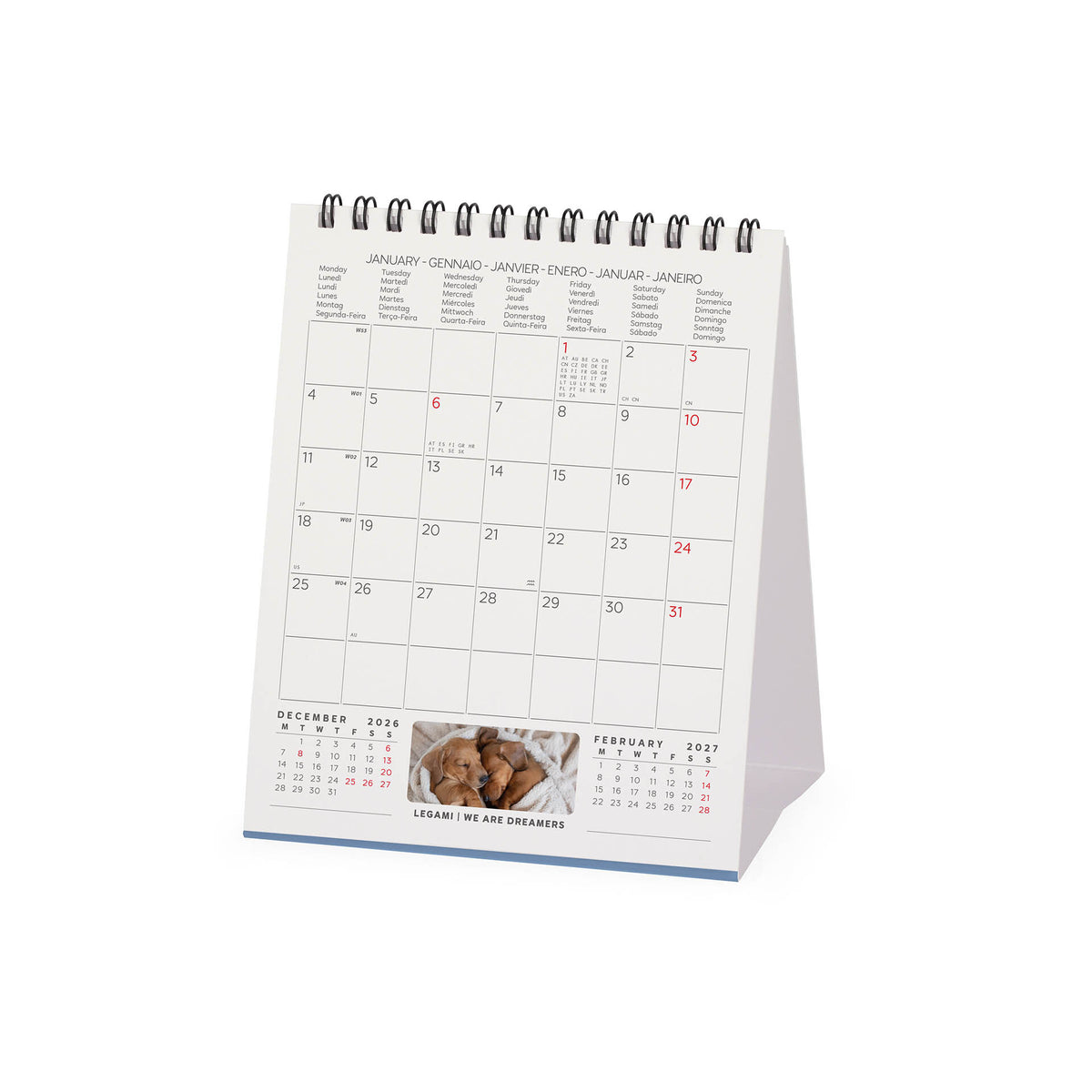 Calendario da Tavolo 2027 - 12 x 14,5 cm - Puppies