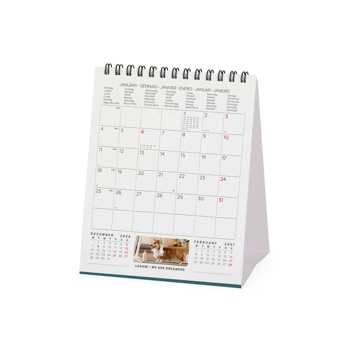 Calendario da Tavolo 2027 - 12 x 14,5 cm - Supawstar