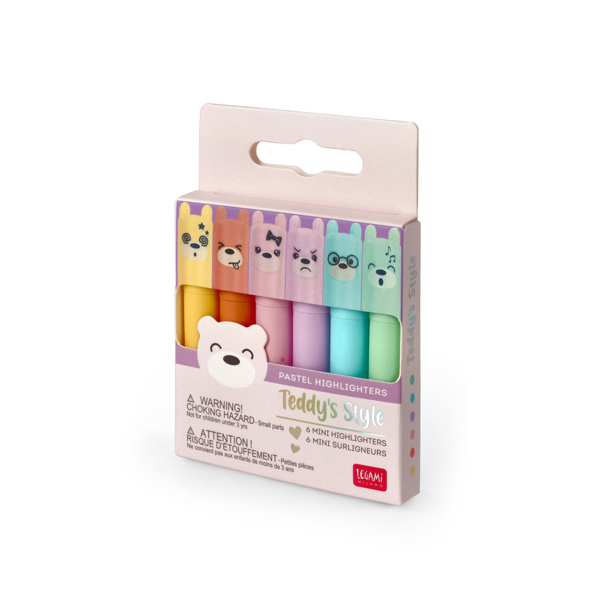 Set di 6 Mini Evidenziatori Teddy Bear - Teddy's Style
