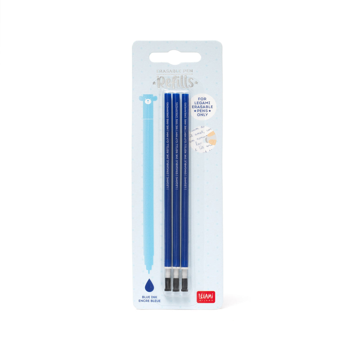 Set di 3 Refill per Penna Cancellabile - Inchiostro Blu - Erasable Pen