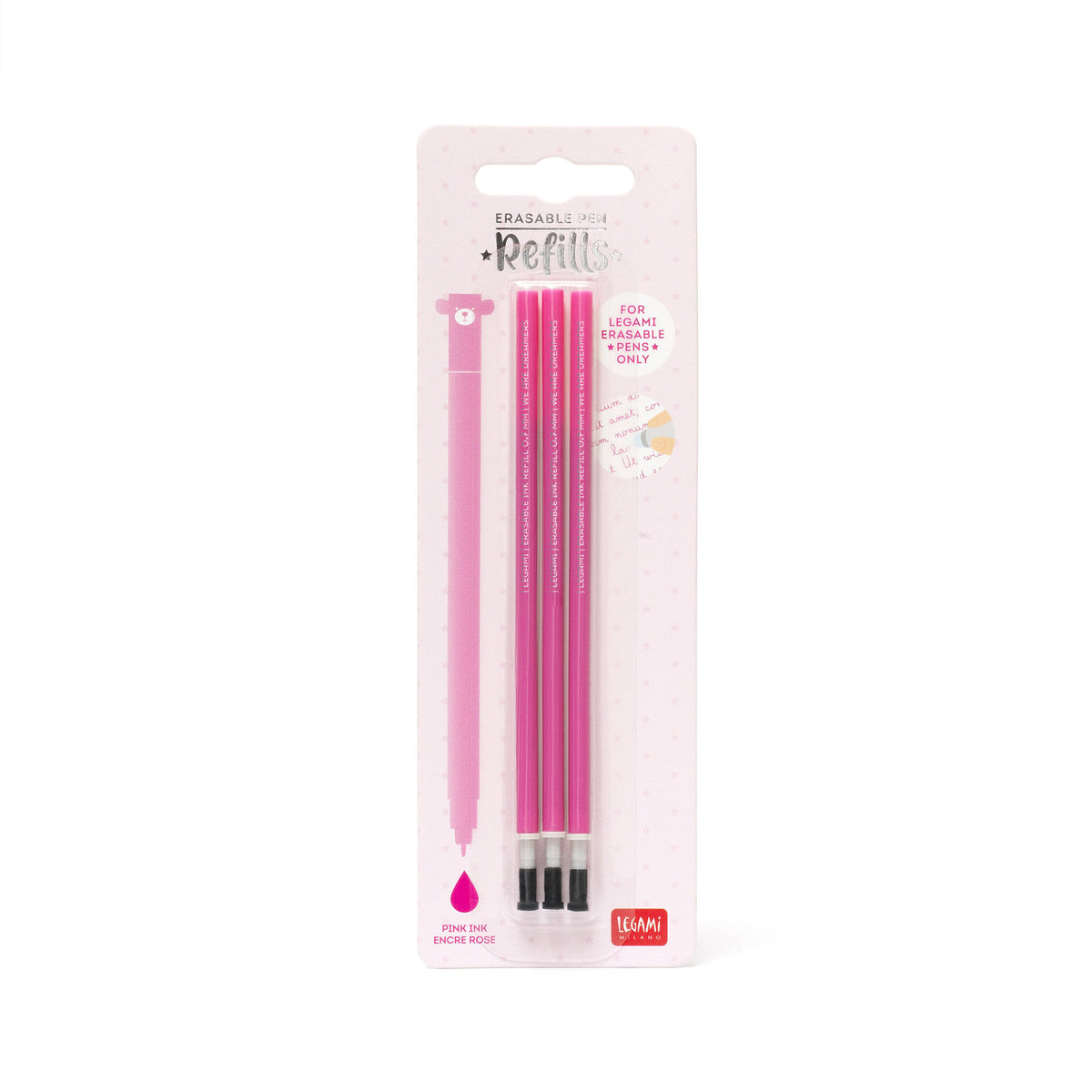 Set di 3 Refill per Penna Cancellabile - Inchiostro Rosa - Erasable Pen