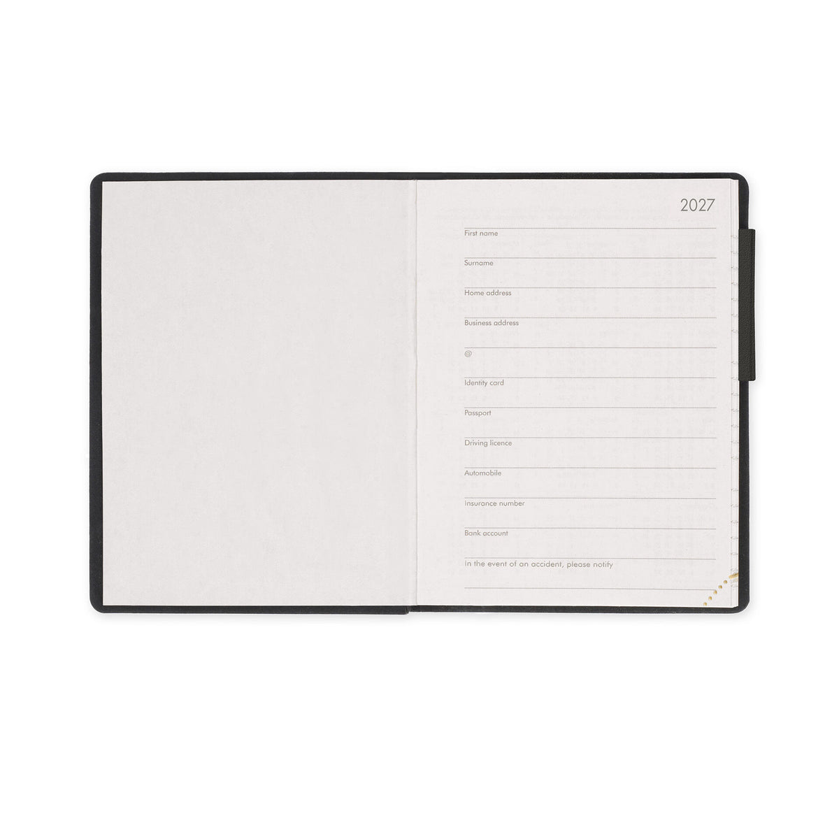 Agenda 12 Mesi Settimanale Mini 2027 - Black Suit