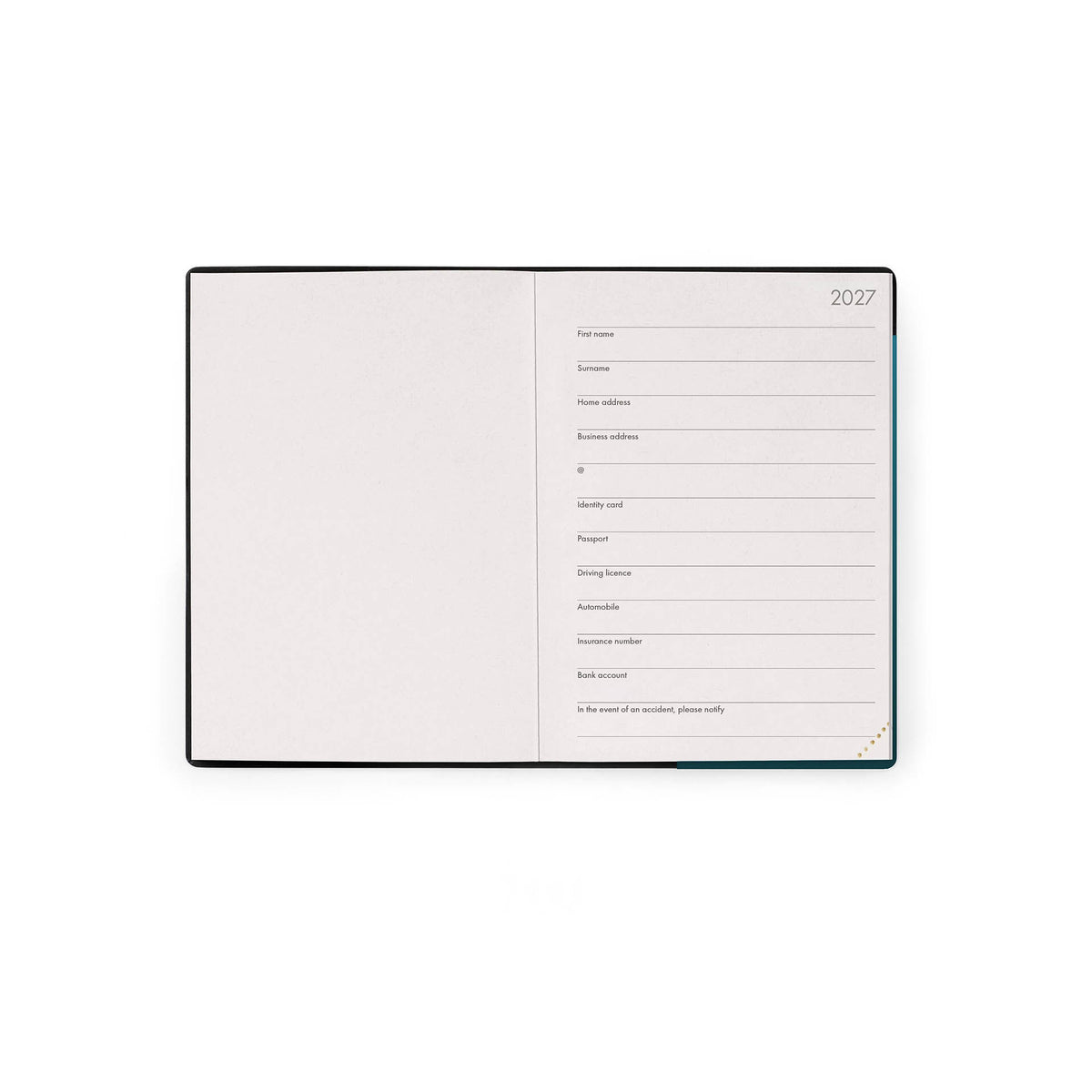Agenda 12 Mesi Giornaliera Small 2027 - Deep Teal