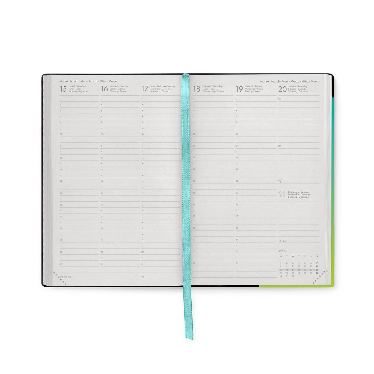 Agenda 12 Mesi Settimanale Medium 2027 - Shades of Green