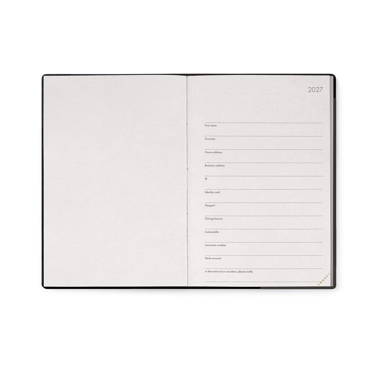 Agenda 12 Mesi Settimanale Medium 2027 - Black Suit