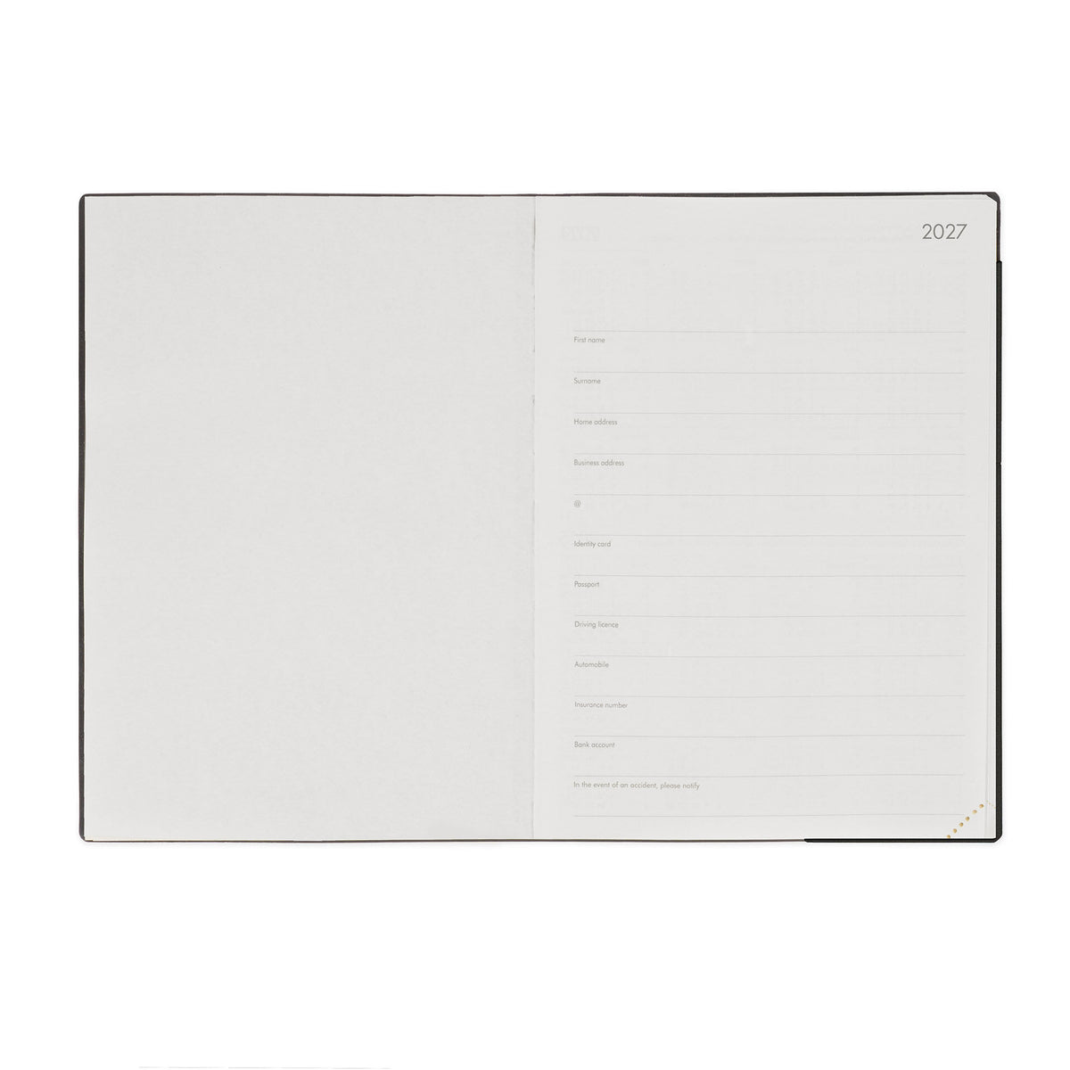 Agenda 12 Mesi Giornaliera Large 2027 - Black Suit