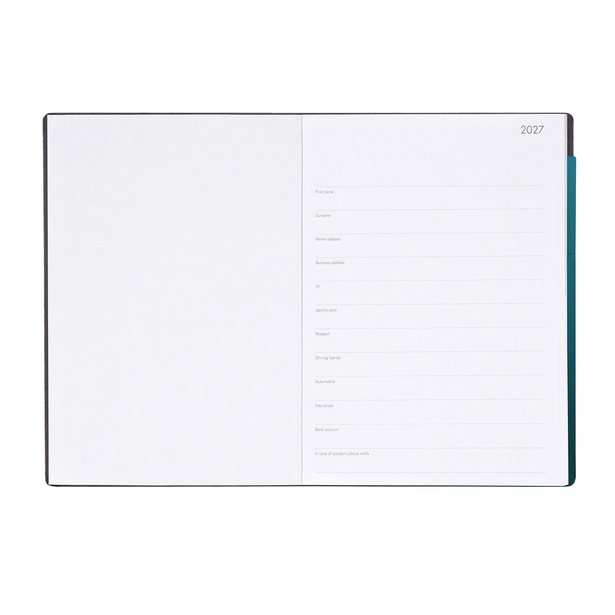 Agenda 12 Mesi Settimanale & Giornaliera Large 2027 - Deep Teal
