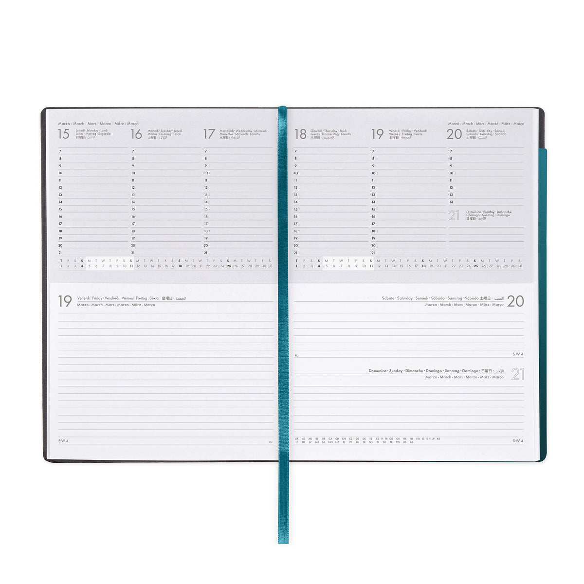 Agenda 12 Mesi Settimanale & Giornaliera Large 2027 - Deep Teal