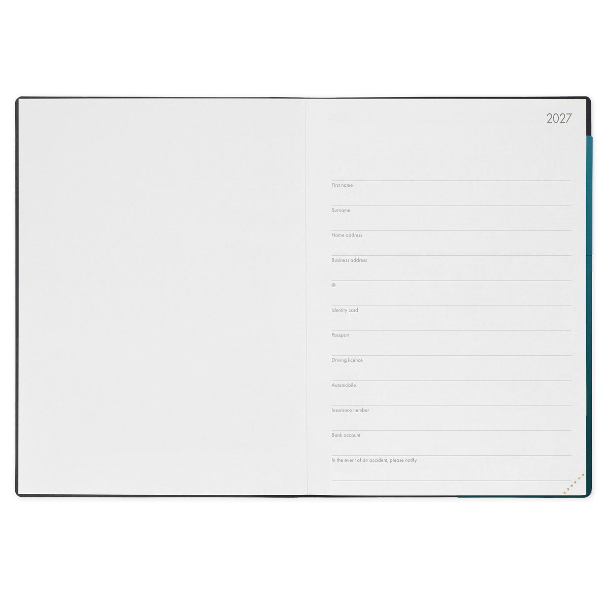 Agenda 12 Mesi Settimanale Maxi 2027 - Deep Teal