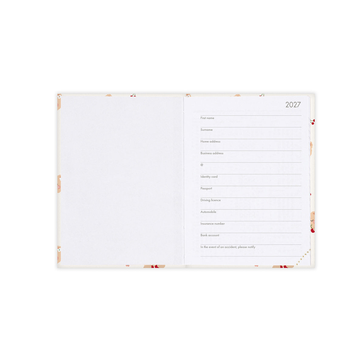 Agenda 12 Mesi Settimanale Fotografica Mini 2027 - Teddy Bear White