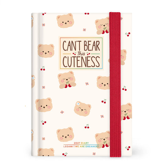 Agenda 12 Mesi Giornaliera Fotografica Small 2027 - Teddy Bear White