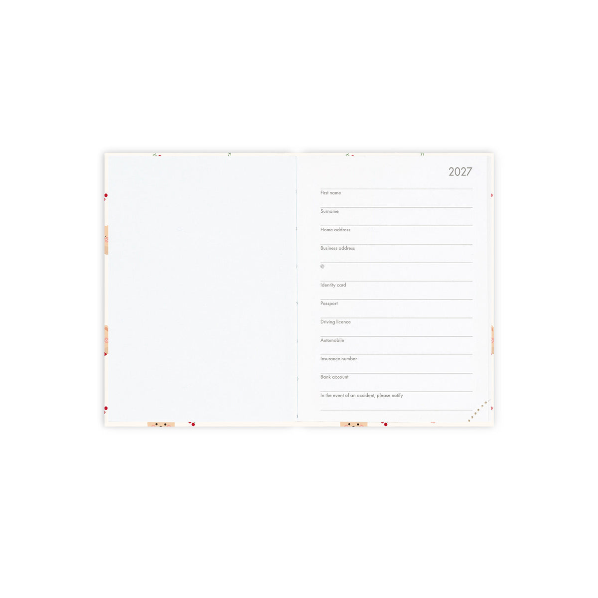 Agenda 12 Mesi Giornaliera Fotografica Small 2027 - Teddy Bear White
