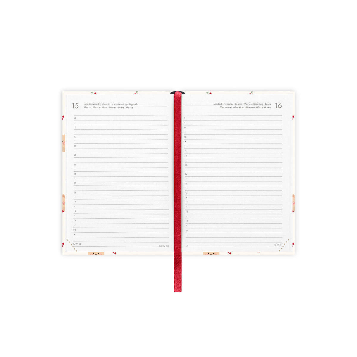 Agenda 12 Mesi Giornaliera Fotografica Small 2027 - Teddy Bear White