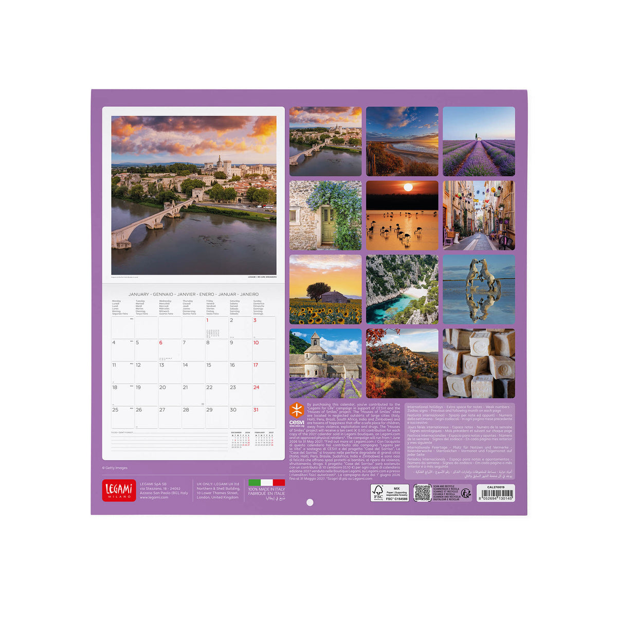 Calendario da Parete 2027 - 30 x 29 cm - Provence