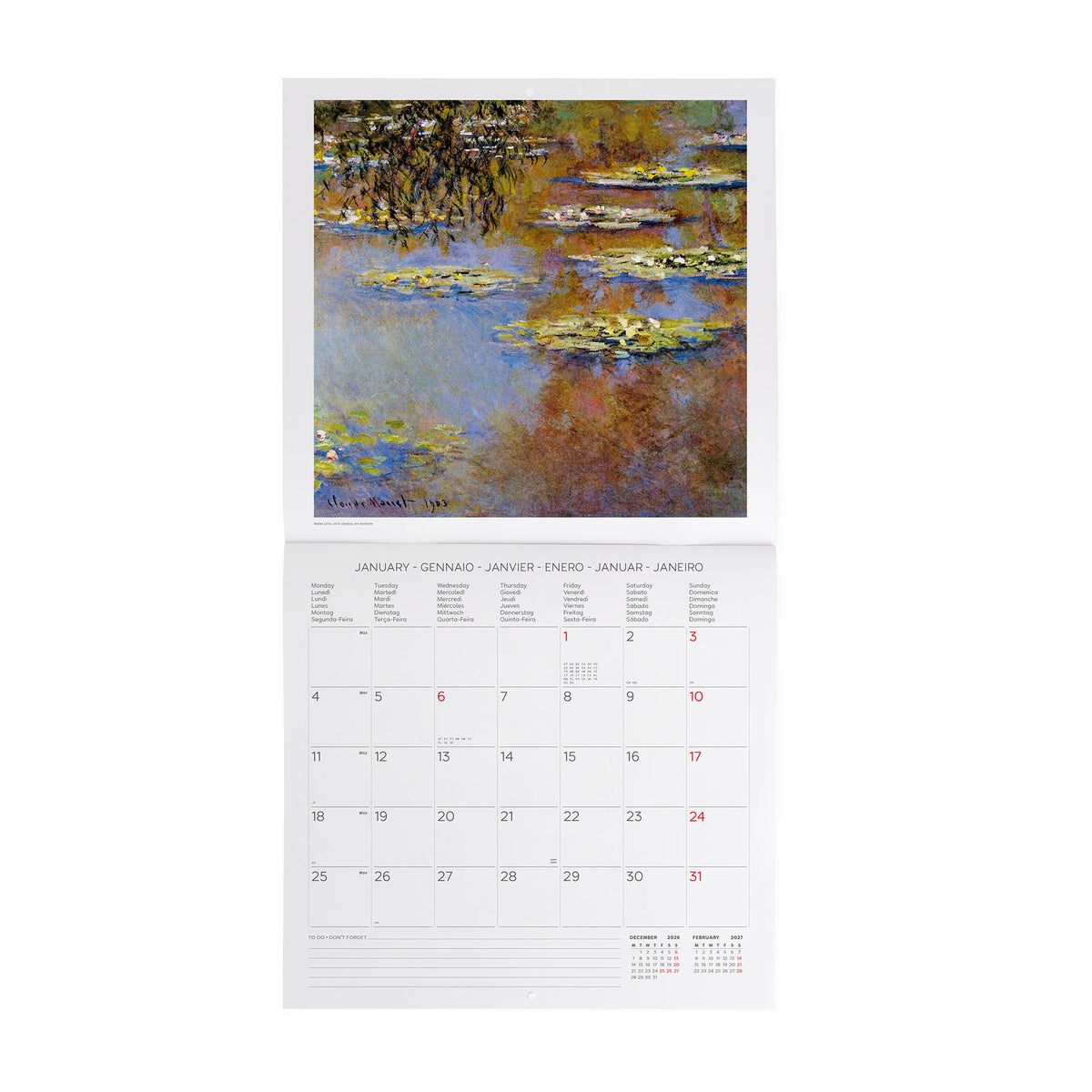 Calendario da Parete 2027 - 30 x 29 cm - Monet