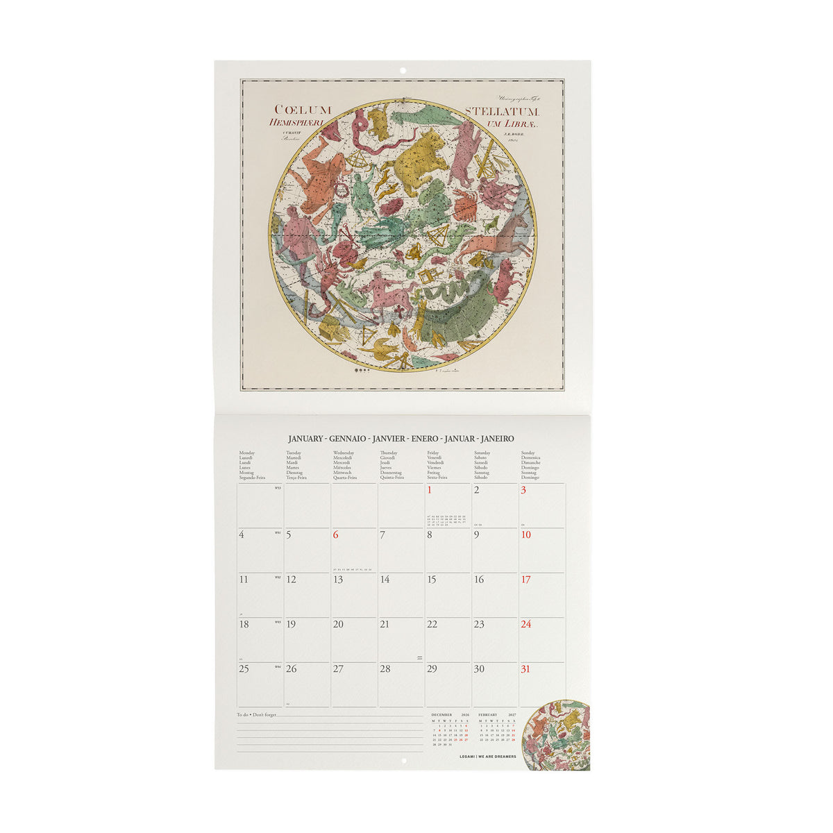 Calendario da Parete 2027 - 30 x 29 cm - Celestial Maps