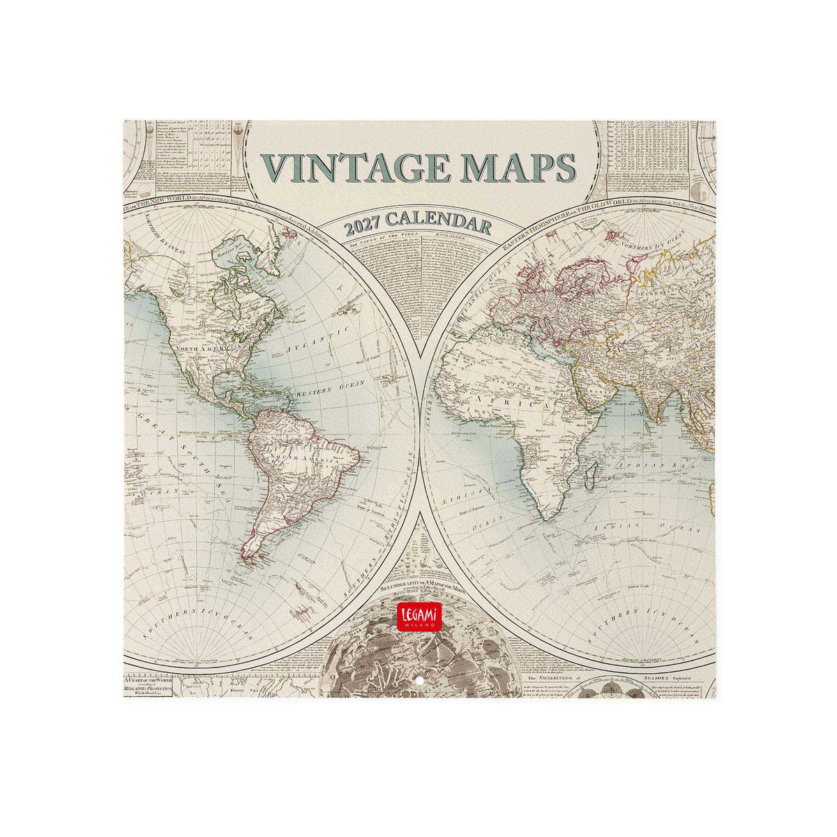 Calendario da parete Legami 2027 30x29 Vintage Maps mappe