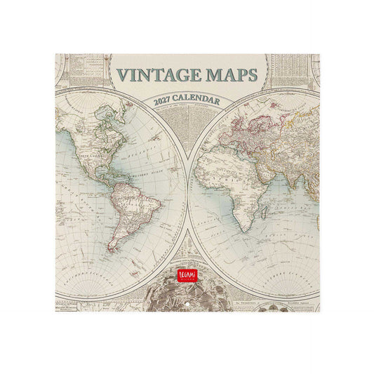 Calendario da Parete 2027 - 30 x 29 cm - Vintage Maps