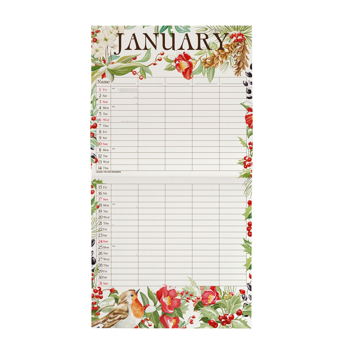 Calendario da Parete 2027 - 30 x 29 cm - My Secret Garden