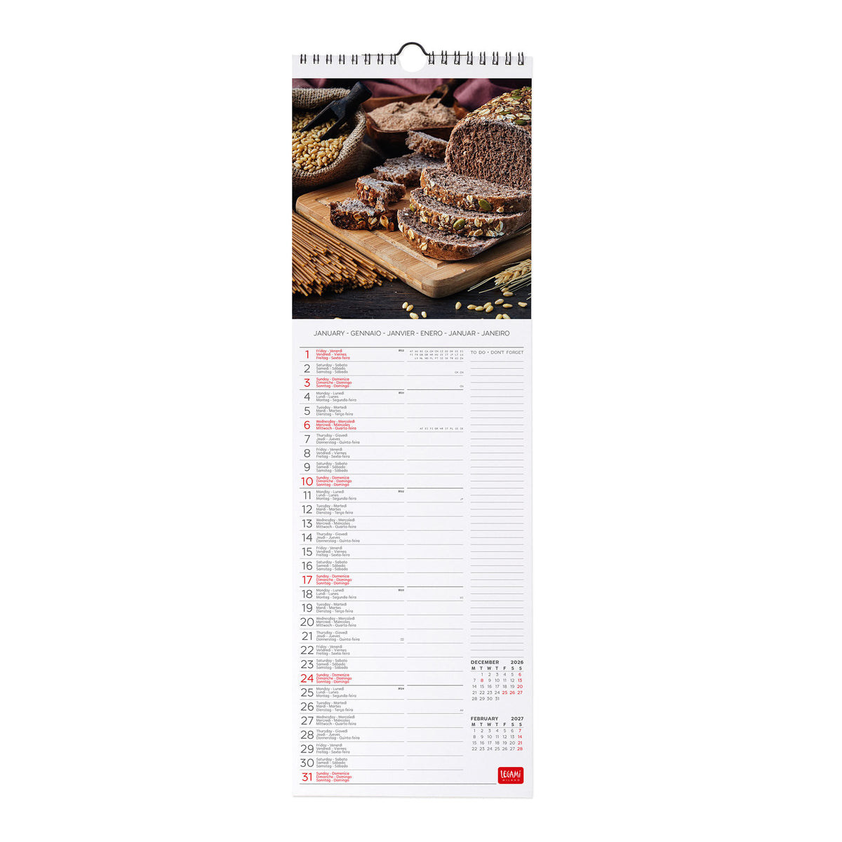 Calendario da Parete 2027 - 16 x 49 cm - Kitchen