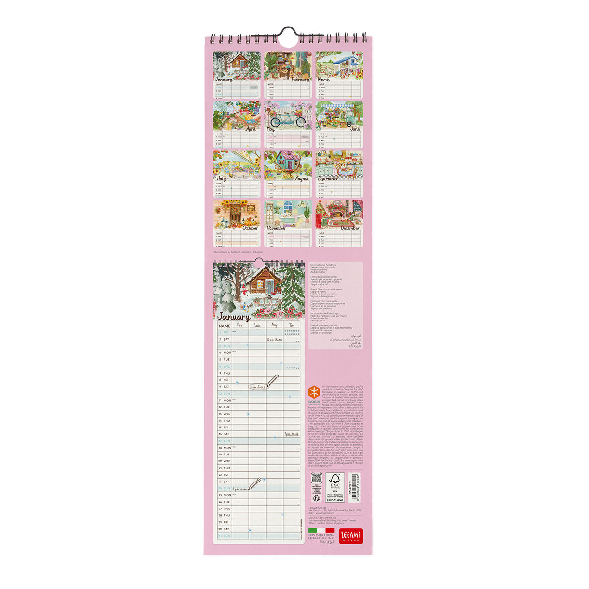Calendario da Parete 2027 - 16 x 49 cm - Home Sweet Home