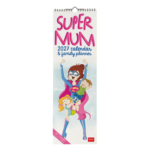 Calendario da Parete 2027 - 16 x 49 cm - Super Mum