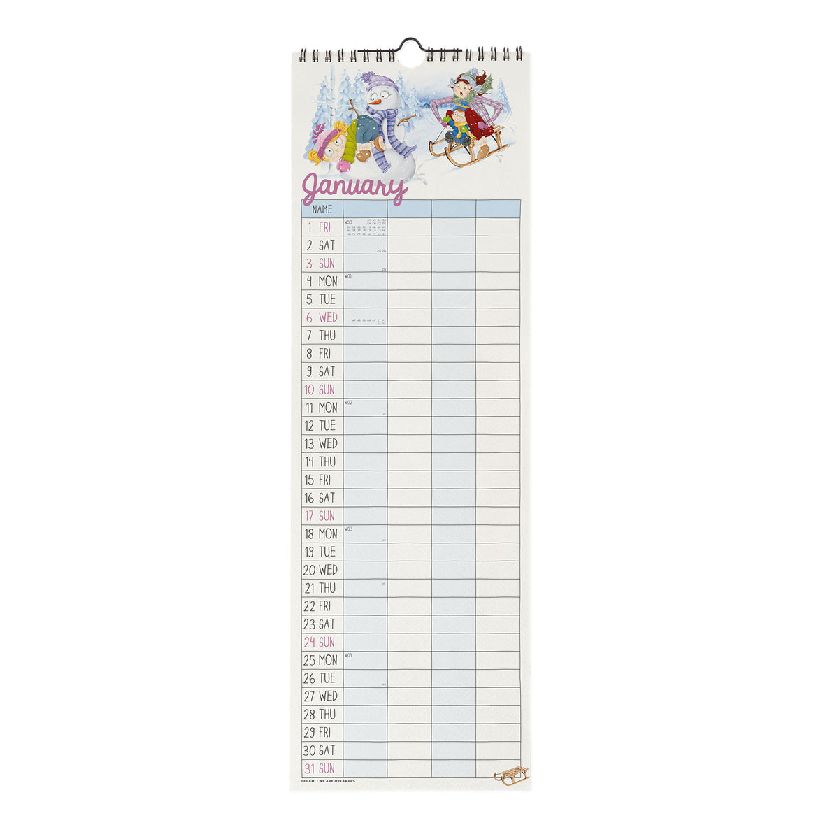 Calendario da Parete 2027 - 16 x 49 cm - Super Mum