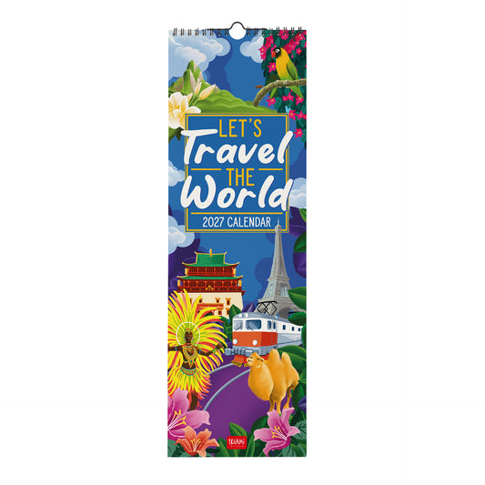 Calendario da Parete 2027 - 16 x 49 cm - Let's Travel the World