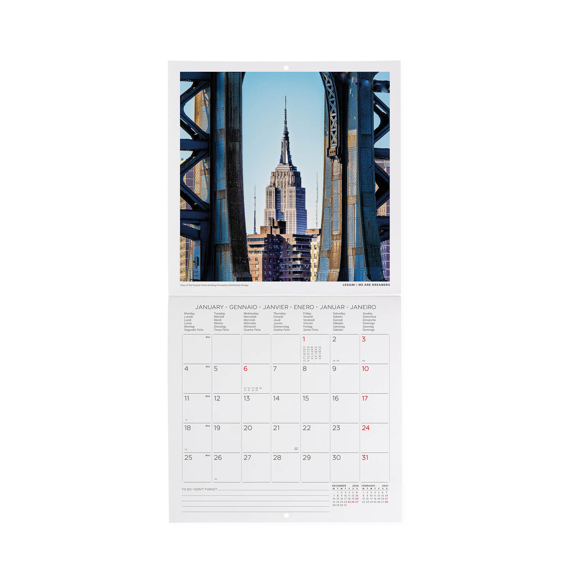 Calendario da Parete 2027 - 18 x 18 cm - New York