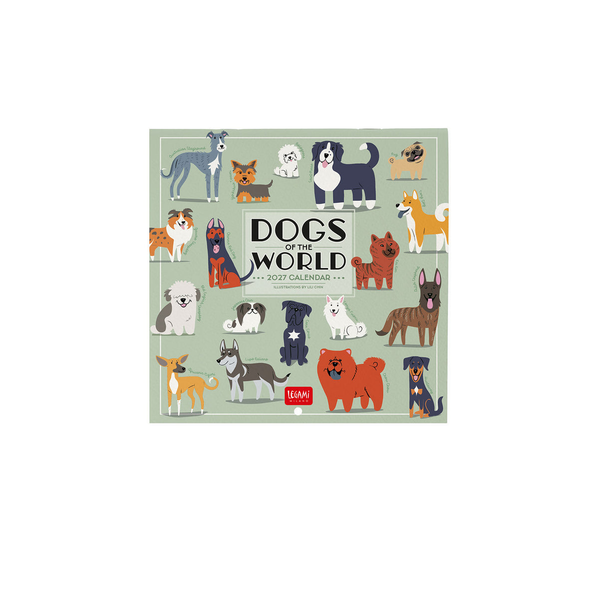Calendario da parete Legami 2027 18x18 Dogs of the World cani
