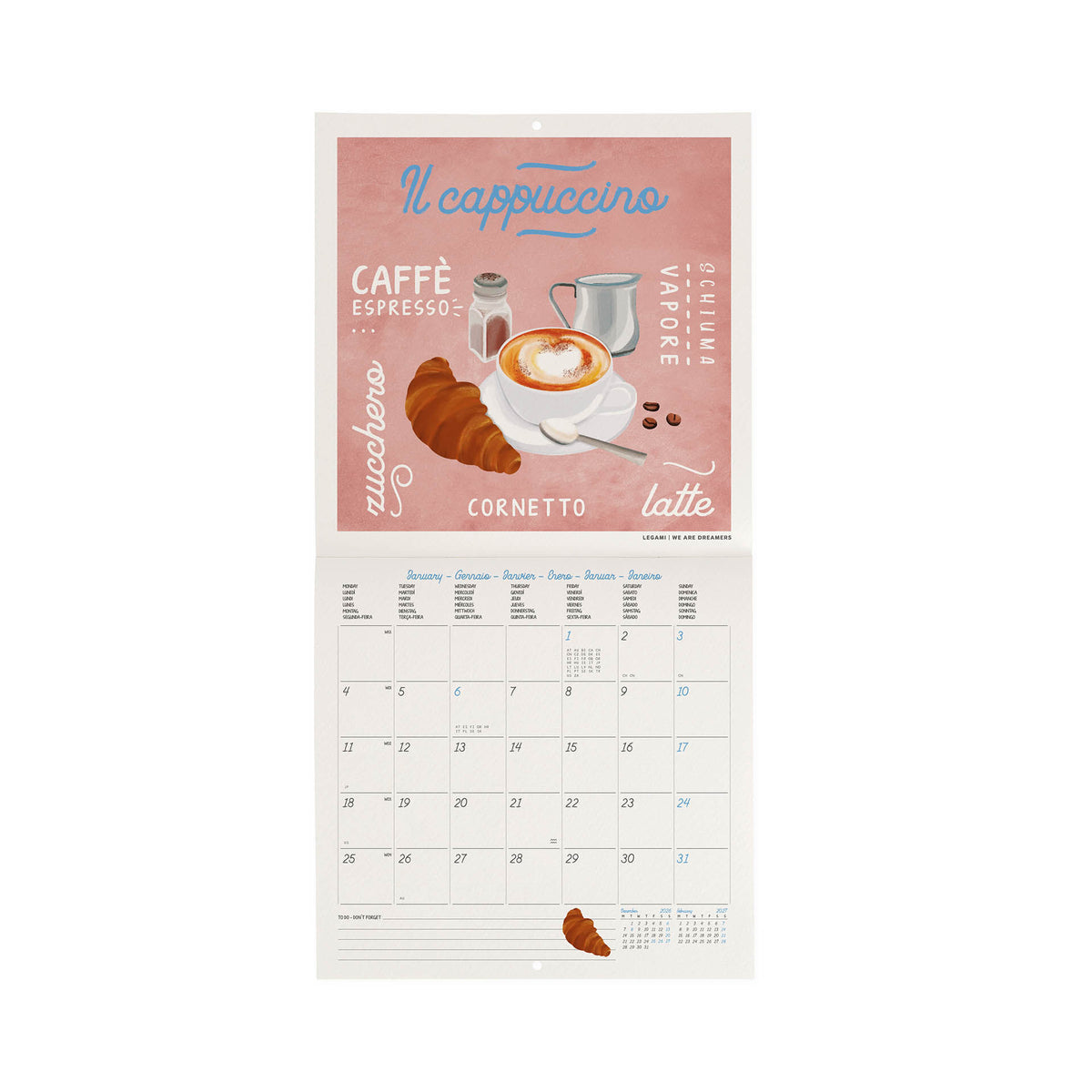 Calendario da Parete 2027 - 18 x 18 cm - La Dolce Vita