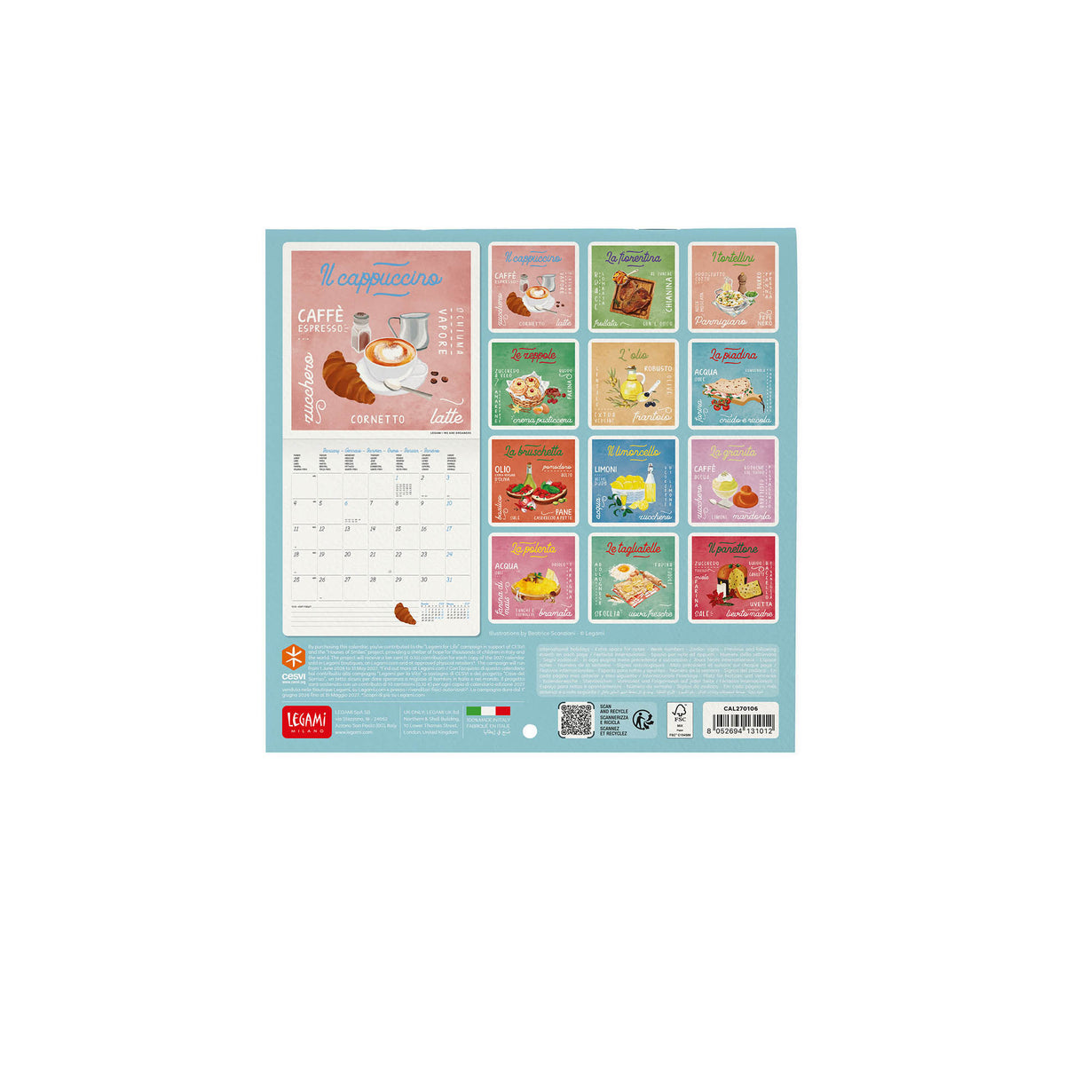 Calendario da Parete 2027 - 18 x 18 cm - La Dolce Vita