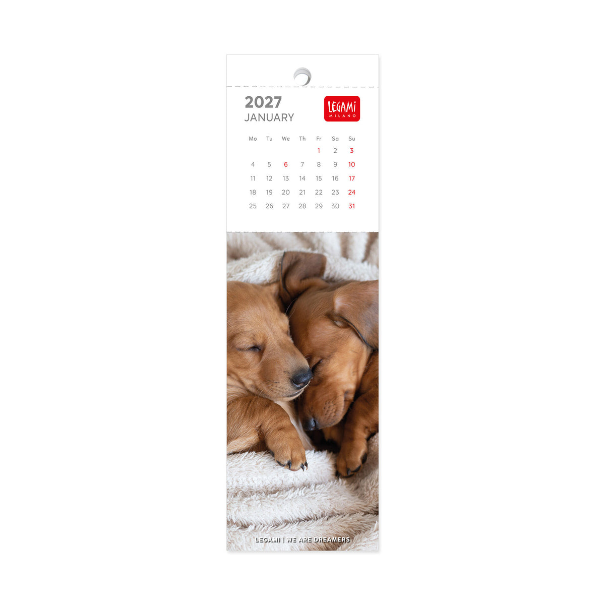 Calendario Segnalibro 2027 - 5,5 x 18 cm - Puppies