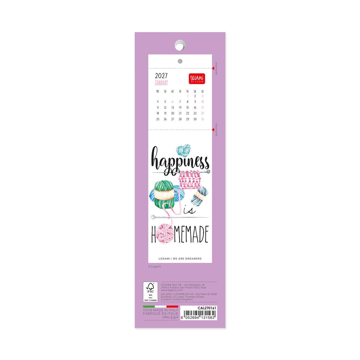 Calendario Segnalibro 2027 - 5,5 x 18 cm - Aphorisms