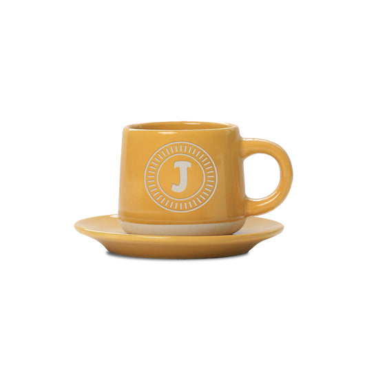 LETTERA J - TAZZINA DA CAFFE'+ PIATTINO ABBINATO
