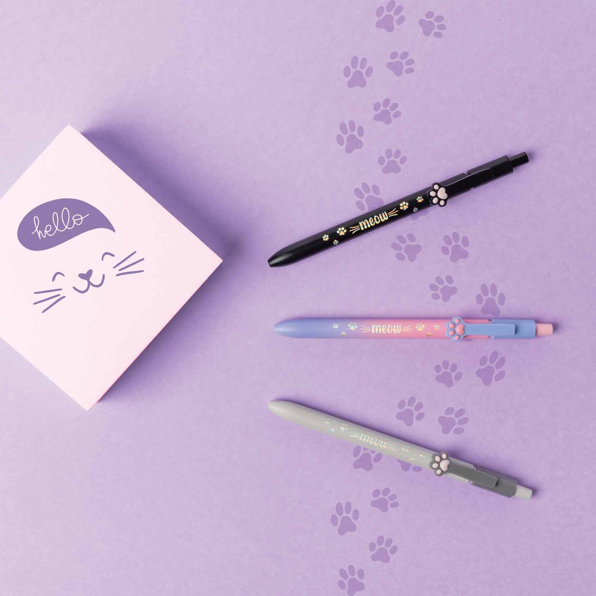 Penna a Sfera a tema Gattino - Inchiostro Rosso - Meow