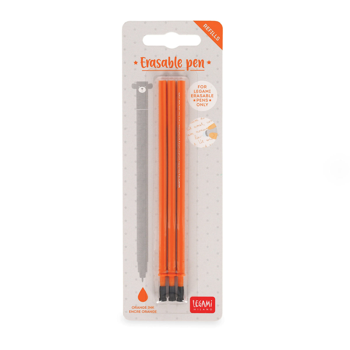 Set di 3 Refill per Penna Cancellabile - Inchiostro Arancione - Erasable Pen