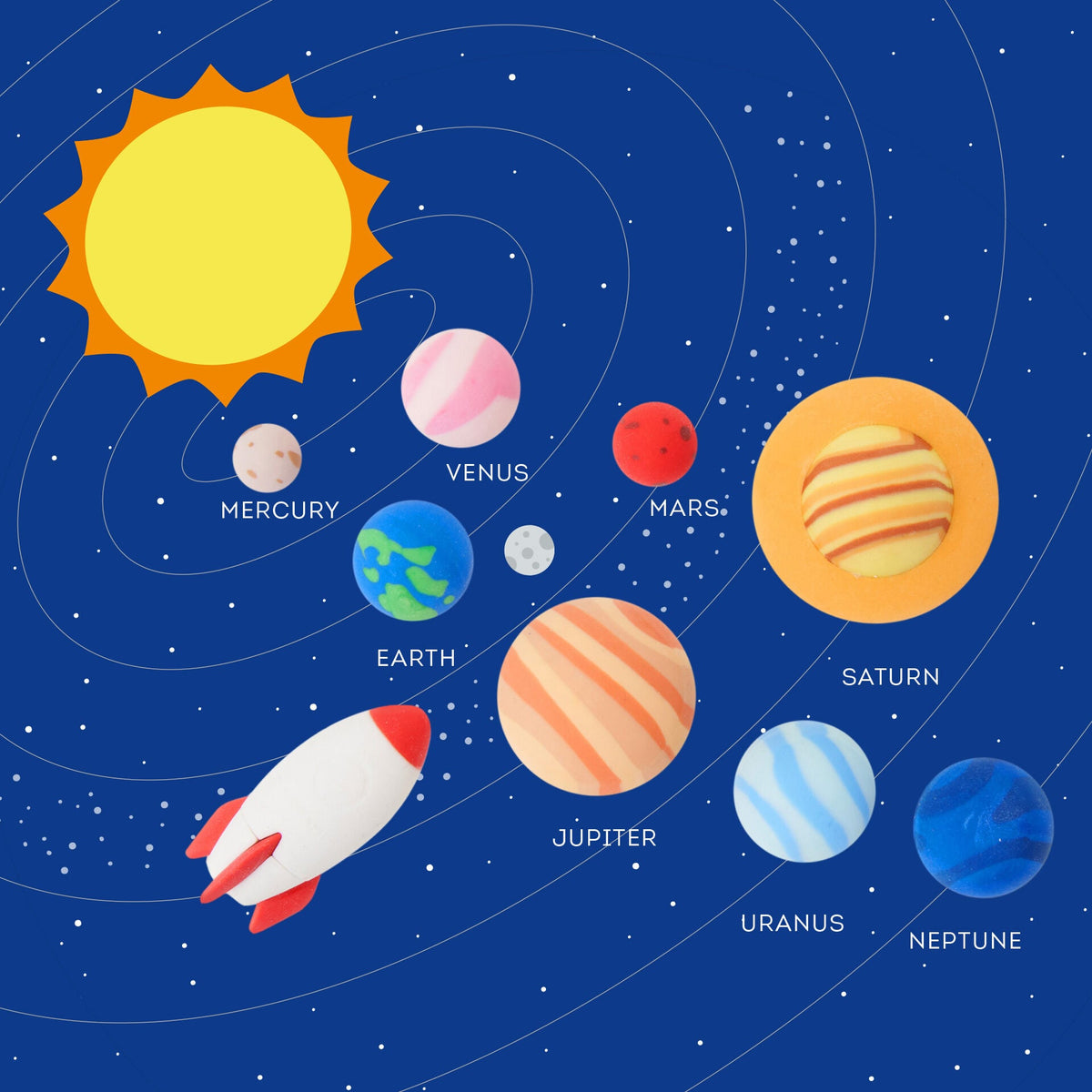 Solar System - Set di 9 Gomme