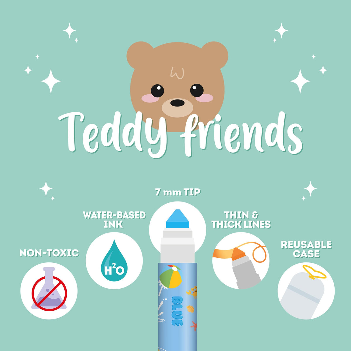 Set di 12 Pennarelli - Teddy Friends